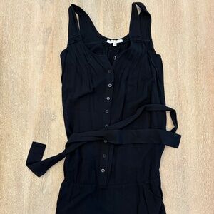 Rosie Pope Black Sleeveless Romper XS Tie Waist Button Front